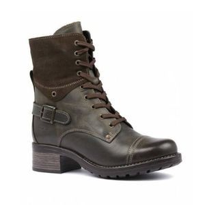 TAO’S Crave Leather Combat Boot with Side Zip Olive Green 38/8